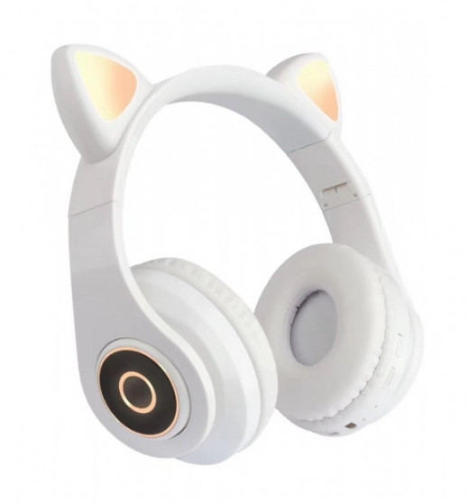 Бездротові Bluetooth-навушники CXT-B39 Cat Ear з котячими вушками і LED підсвічуванням Білий, фото 1