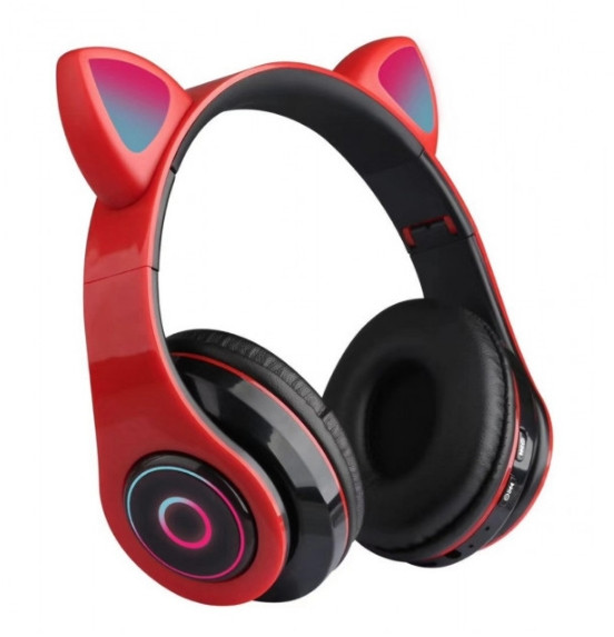 Бездротові Bluetooth-навушники CXT-B39 Cat Ear з котячими вушками і LED підсвічуванням Червоний, фото 1