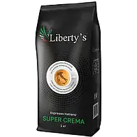 Кава в зернах Liberty's Super Crema 1 кг Італія італійське обсмажування Ліберті кави