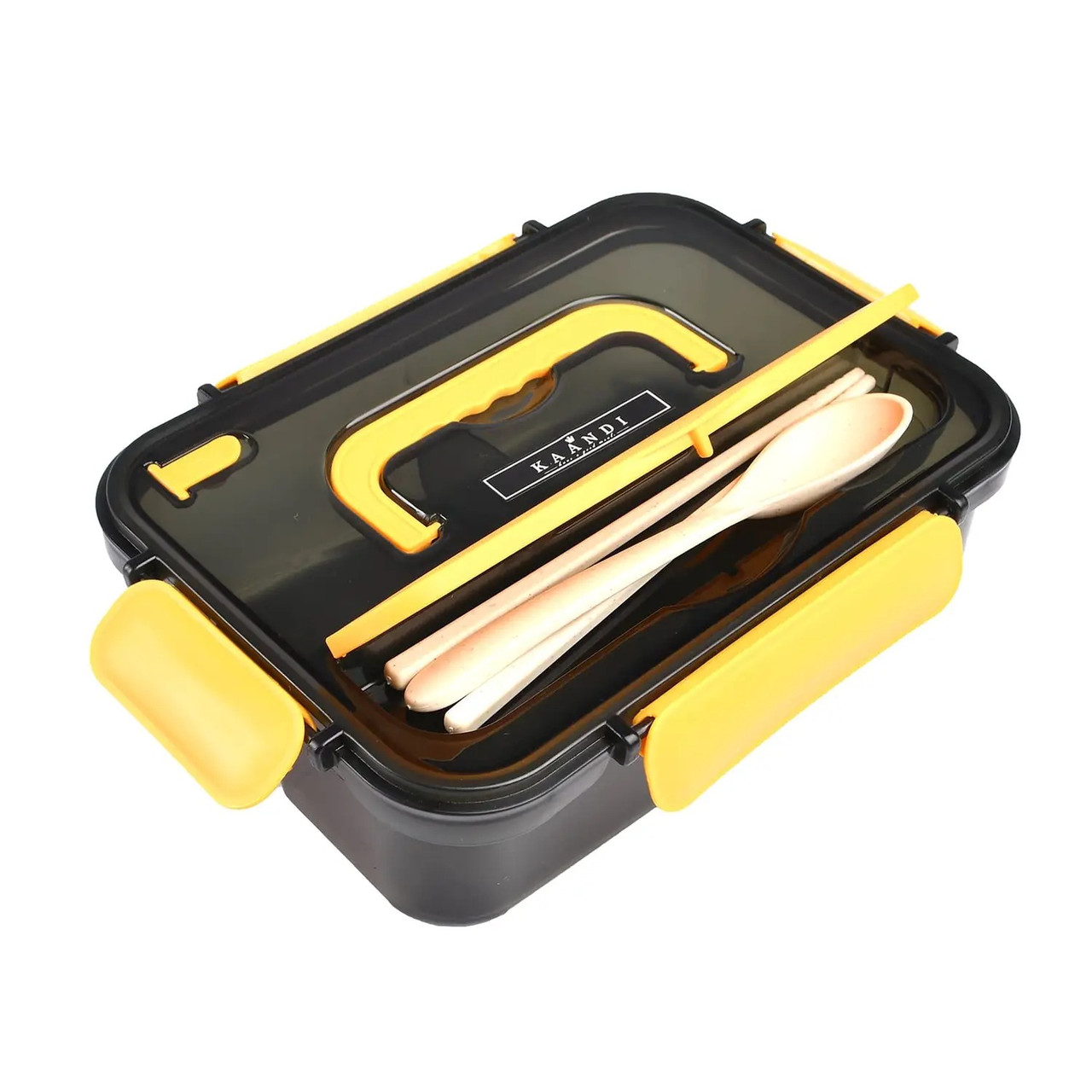 Ланч-бокс однорівневий Supretto на 3 відсіки з ложкою та паличками для їжі (8382), фото 1