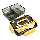 Ланч-бокс однорівневий Supretto на 3 відсіки з ложкою та паличками для їжі (8382), фото 5