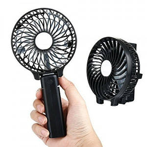 Портативний мінівентилятор акумуляторний Handy Mini Fan USB з ручкою та настільний із підставкою Чорний