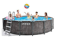 Каркасный бассейн Intex Greywood 16805 л 457x122 см с лестницей тентом и подстилкой Серый (IP-172660)