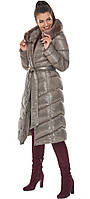 Женская тауповая куртка с пушистой опушкой модель 56586 42 (XXS)
