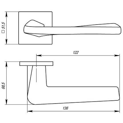 Дверні ручки TORSO USS MWSC-33 - матовий хром ZAMAK 39201 ARMADILLO Китай, фото 3