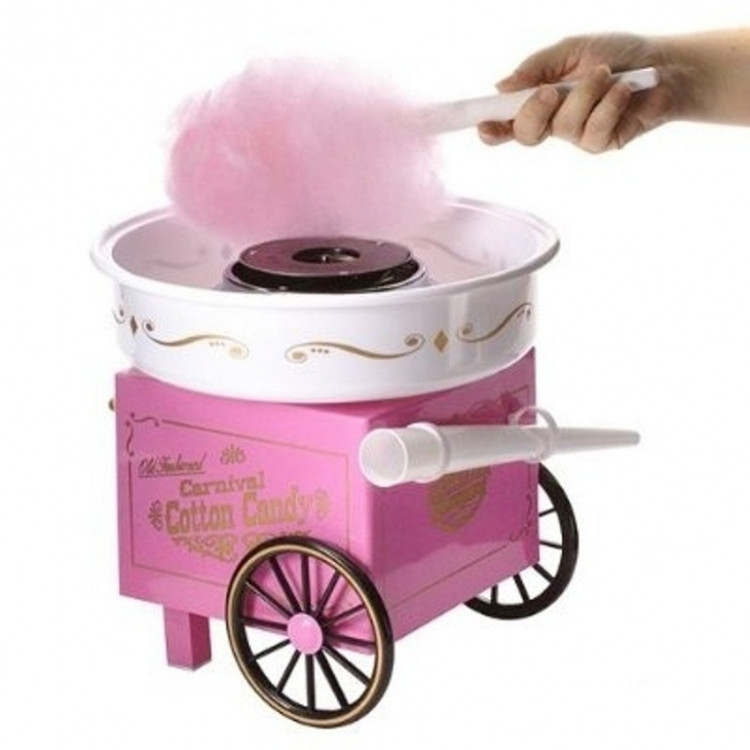 Домашній апарат машинка для приготування солодкої вати вдома COTTON CANDY MAKER на колесах CARNIVAL