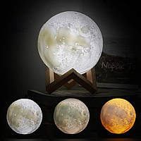 Ночной светильник в виде луны 3D Moon Light 15 см сенсорный на 5 режимов как ночник для ребенка Разный цвет