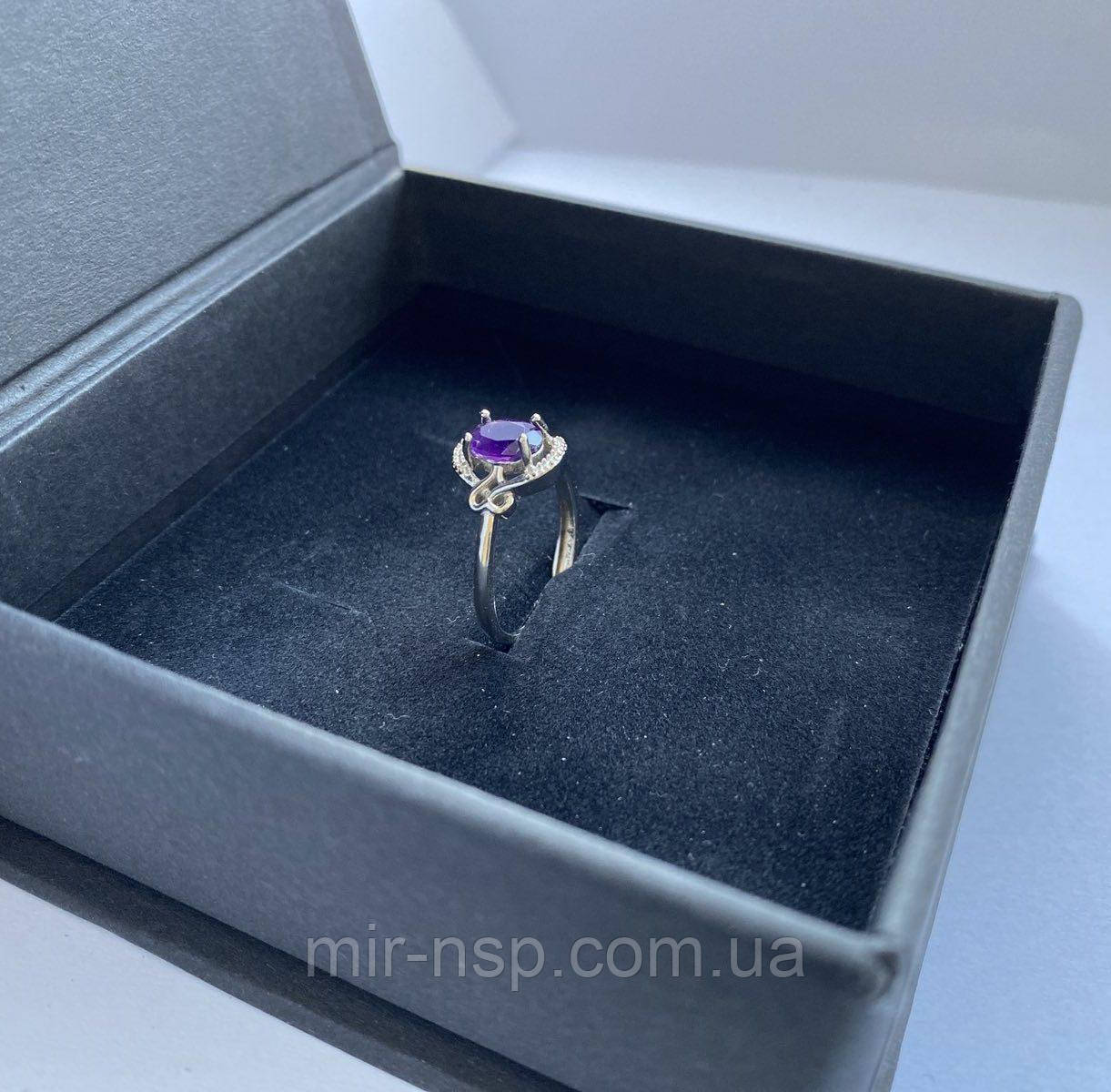 Кільце з бузковим каменем безрозмірне, фото 1