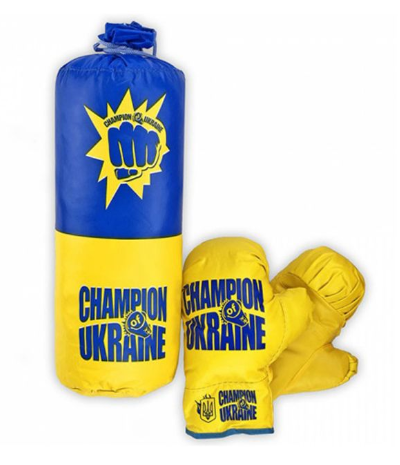 Набір для боксу дитячий Dankotoys Україна груша та рукавички 36 см Різнокольоровий (TS-32280)