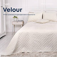 Покривало ТЕП "VELOUR" 150*210 см молочний/ромб круглий