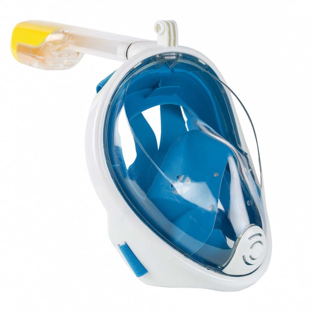 Повнолицева панорамна маска для плавання снорклінгу FREE BREATH ORIGINAL (L/XL) з кріпленням для екшн камери
