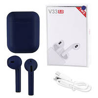 Bluetooth stereo наушники гарнитура V33 TWS Blue