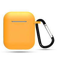 Чохол силіконовий з карабіном для AirPods 1 / 2 - Темно-жовтий