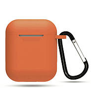 Чохол силіконовий з карабіном для AirPods 1 / 2 - Помаранчевий
