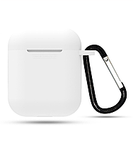 Чохол силіконовий з карабіном для AirPods 1 / 2 - Білий