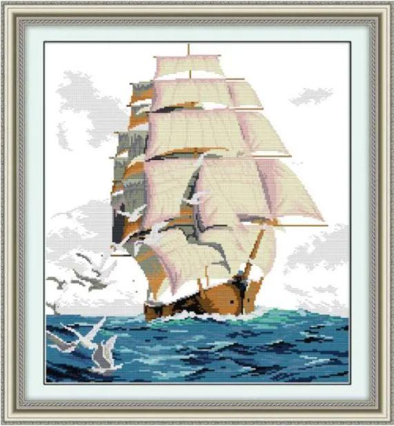 Набір для вишивання за нанесеною на канву схемою "Sailing". AIDA 14CT printed, 43*47 см