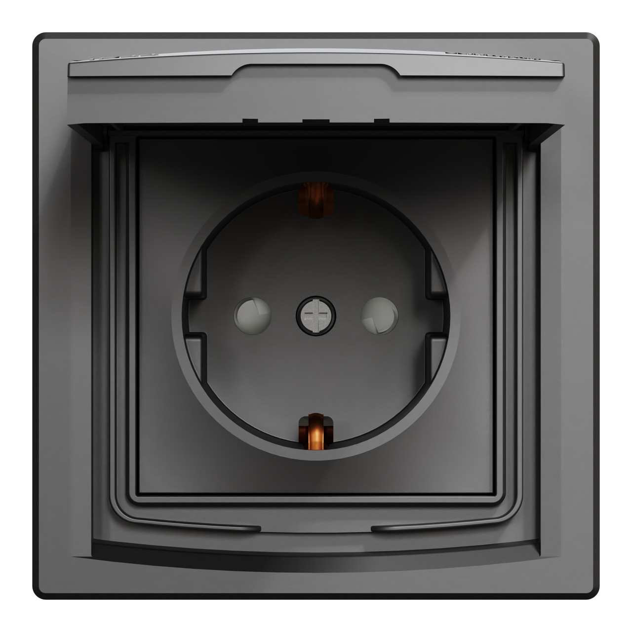 Розетка Schneider Electric IP44 з з/к шторками та кришкою антрацит Asfora EPH3100371 вбудована