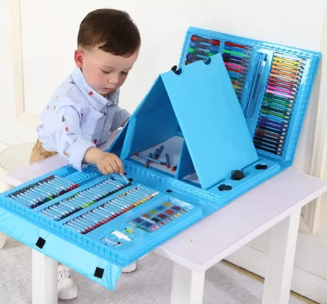 Набір для малювання та дитячої творчості UKC великий 208 предметів + валіза Блакитна (43304)