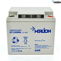 Акумулятор Merlion GP12400M6 12V 40Ah Зовнішня батарея для ДБЖ 40А AGM АКБ Акумулятор 40A АКБ 40 ампер