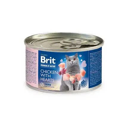 Вологий корм для котів Brit Premium Chicken & Hearts 200 г (паштет з куркою та серцем), фото 1