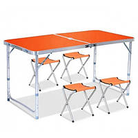 Стол для пикника раскладной Folding Table с стульями Оранжевый