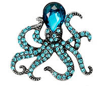 Брошь осьминог, Octopus Blue, 3.4х3.6 см. Брошь в форме осьминога