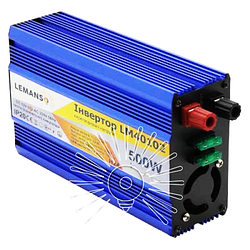 Інвертор, перетворювач (правильна синусоїда) Lemanso LM40102 з 12V DC до 230 V / AC 500Вт