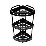 Полиця трьохярусна Homax кутова алюмінієва чорна 237х237х570 (EBA-3530 BL), фото 3