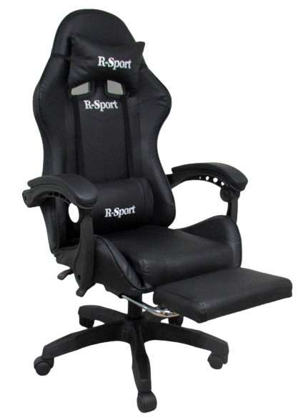 Ігрове крісло K4 R-Sport BLACK з підставкою для ніг + масажером