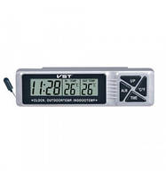 Часы автомобильные VST-7066 с термометром и календарем (серые)