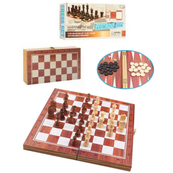 Настільна гра Шахи 3 в 1 Bambi YT29B B шахи, шашки та нарди (YT29B-RT)