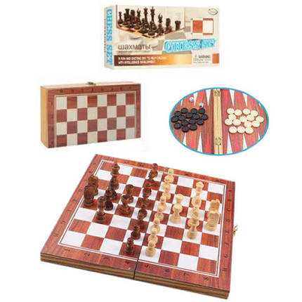 Настільна гра Шахи 3 в 1 Bambi YT29B B шахи, шашки та нарди (YT29B-RT), фото 2