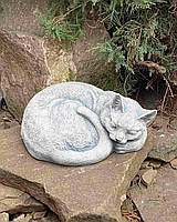 Садовая фигура, статуэтка Котик клубочок для декора сада изготовлен из цемента, ручной работы