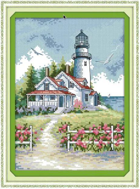 Набір для вишивання за нанесеною на канву схемою "Lighthouse (2)" . AIDA 14CT printed, 21*30 см, фото 1