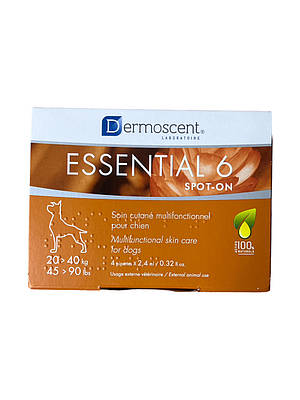 Dermoscent Essential 6 spot-on 20-40 кг для собак краплі Дермосент Есеншіал для шкіри та шерсті