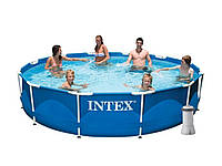 Каркасный бассейн Intex 6503 л 366x76 см ПВХ с лестницей и насосом 2006 л/ч Синий (IP-172510)