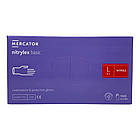 Рукавички одноразові нітрилові без пудри блакитні Mercator Nitrylex BASIC 100 шт 3.2 грама розмір  L, фото 2