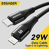 Кабель Essager USB Type C  29 Вт  Lightning для iPhone 14 13 12 11 XS Xr 1м Black, фото 2