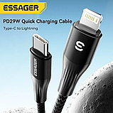 Кабель Essager USB Type C  29 Вт  Lightning для iPhone 14 13 12 11 XS Xr 1м Black, фото 8