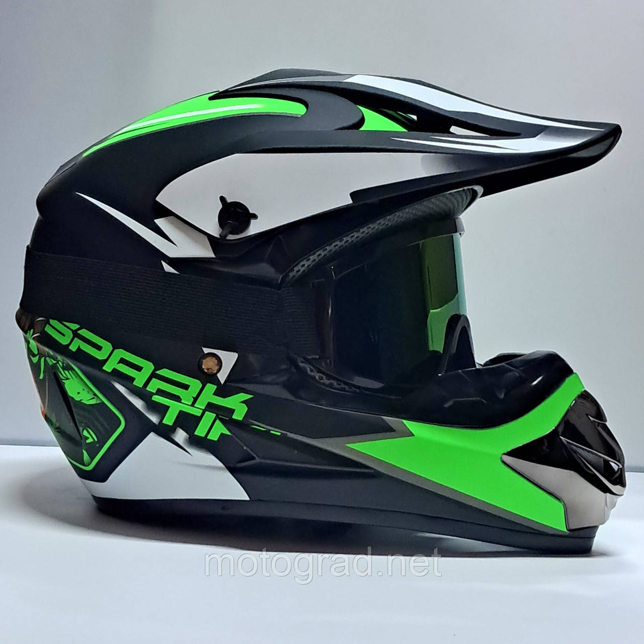 Мото шолом Ендуро Pit bike green Sparck + окуляри в подарунок