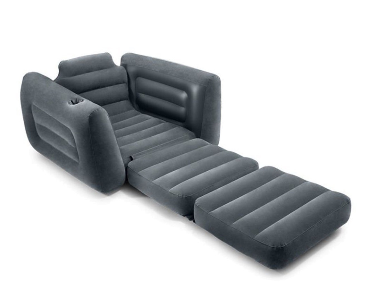 Крісло надувний лежак для дачі Intex Empaire Chaire з насосом і подушками ПВХ Чорне 224х117х66 см (IP-172866)