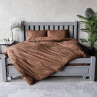 Комплект постельного белья на резинке Страйп коричневый (двухспальный)