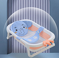 Гамак для купання новонароджених у ванну для дітей вагою до 8 кг з високоякісної бавовни блакитний