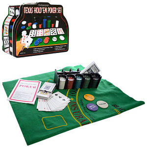 Настільна гра Покер на 200 фішок Metr+ THS-153 C у металевій коробці (THS-153-RT)
