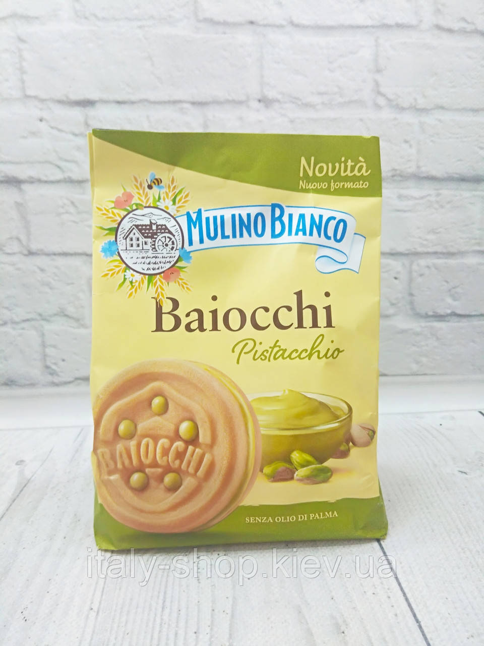 Печиво з фісташковим кремом Barilla Mulino Bianco Baiocchi Pistacchio, 240 г, Італія