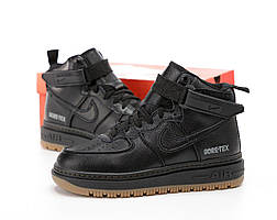 Nike Air Force Black Winter Gore-Tex (Чорні високі кросівки Найк Аїр Форс на хутрі)