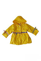 Детская ветровка для девочки, куртка с капюшоном, желтая, на флисе, Одягайко 86 размер СМ-27
