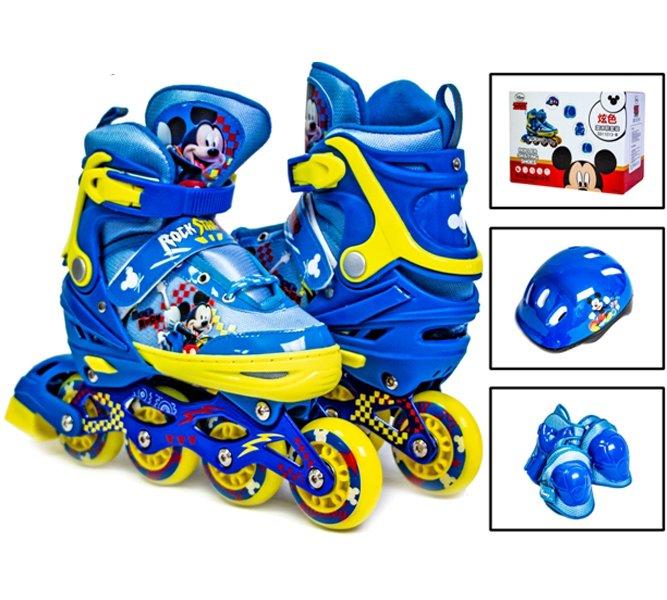 Комплект роликових ковзанів дитячий Space Sport "Mickey Mouse" зі світними колесами розмір 34-37