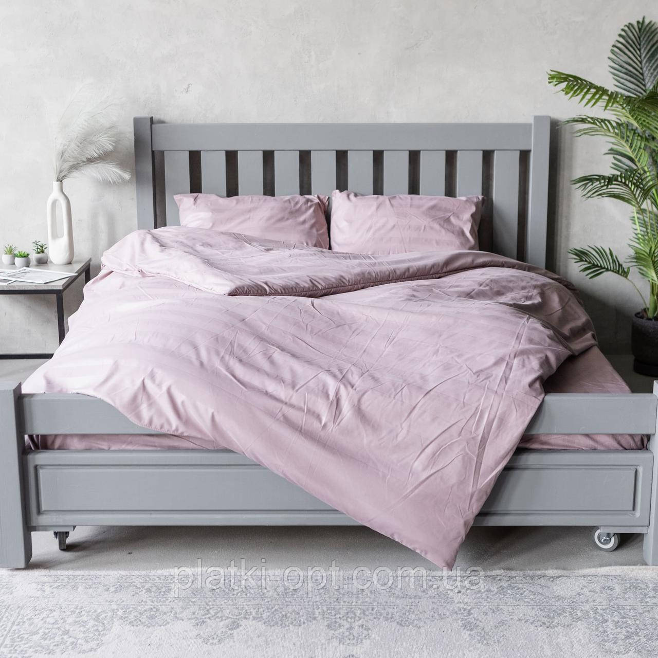 Комплект постільної білизни Страйп темна пудра (двоспальний), фото 1