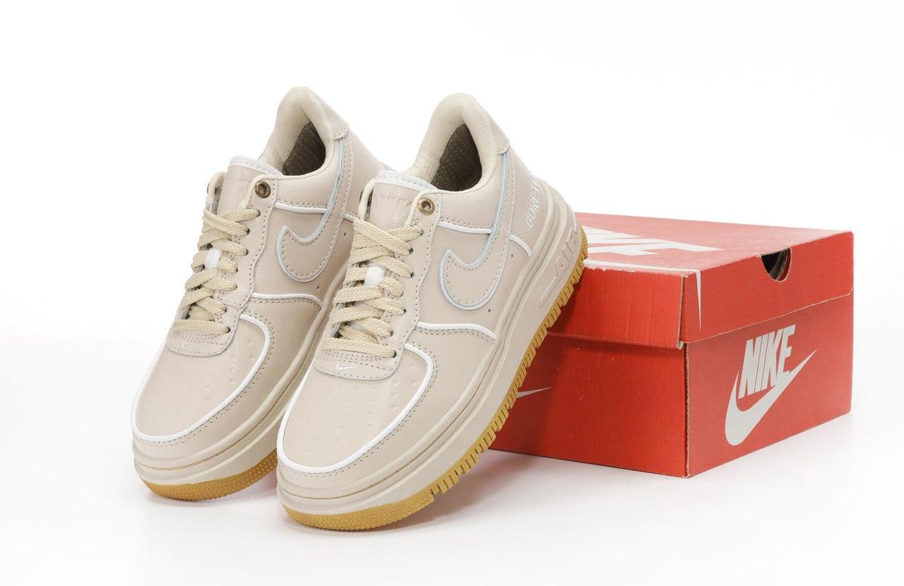 Жіночі тормо кросівки Nike Air Force 1 Luxe GORE-TEX Beige Найк Гор-Текс бежеві шкіра термо осінь єврозима -5